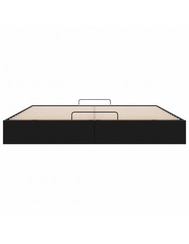 Struttura Letto Pouf senza Materasso Nero 160x200 cm Similpelle