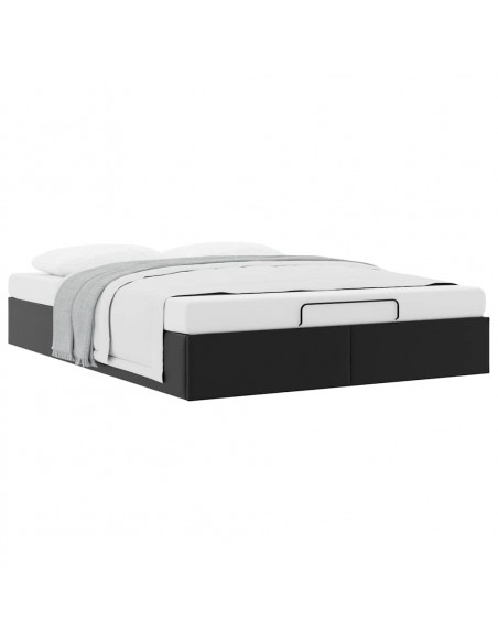 Struttura Letto Pouf senza Materasso Nero 140x200 cm Similpelle