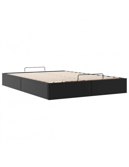 Struttura Letto Pouf senza Materasso Nero 140x200 cm Similpelle