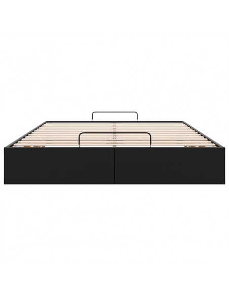 Struttura Letto Pouf senza Materasso Nero 140x200 cm Similpelle