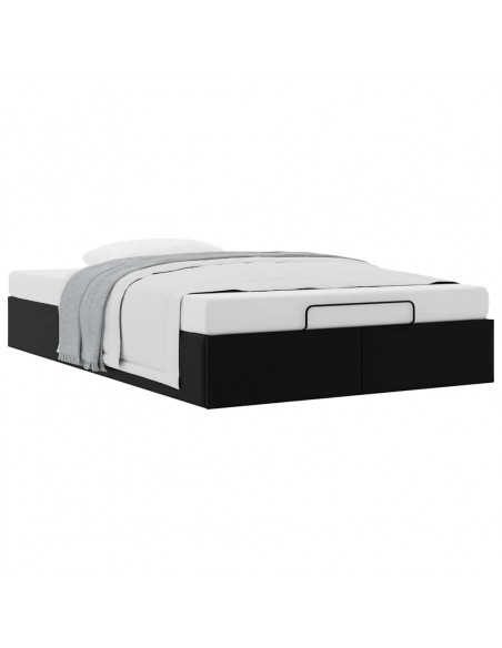 Struttura Letto Pouf senza Materasso Nero 120x200 cm Similpelle