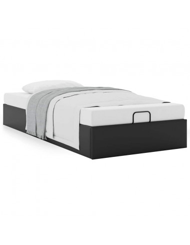 Struttura Letto Pouf senza Materasso Nero 100x200 cm Similpelle