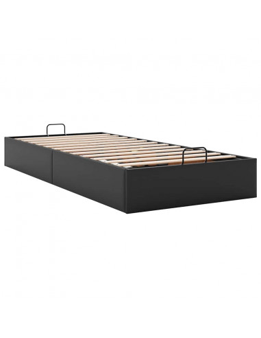 Struttura Letto Pouf senza Materasso Nero 100x200 cm Similpelle