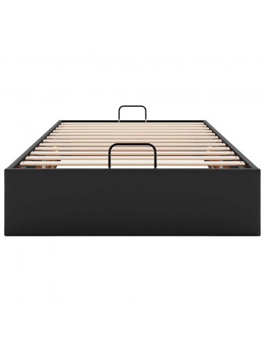 Struttura Letto Pouf senza Materasso Nero 100x200 cm Similpelle