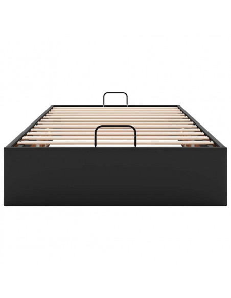 Struttura Letto Pouf senza Materasso Nero 100x200 cm Similpelle