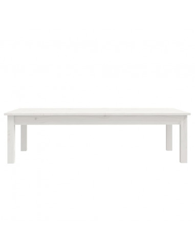 Tavolino da Salotto Bianco 110x50x30 cm Legno Massello di Pino