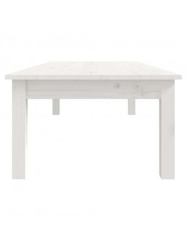 Tavolino da Salotto Bianco 110x50x30 cm Legno Massello di Pino