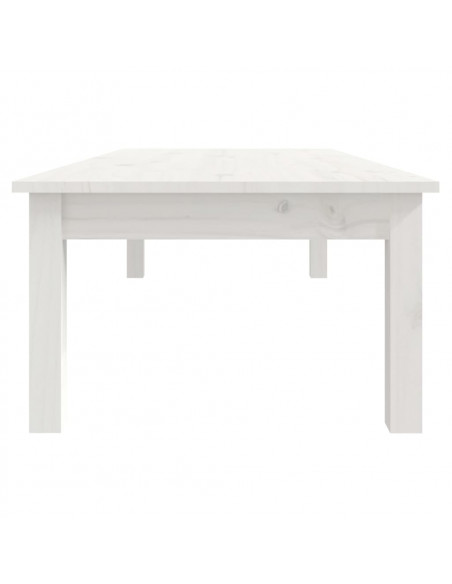 Tavolino da Salotto Bianco 110x50x30 cm Legno Massello di Pino