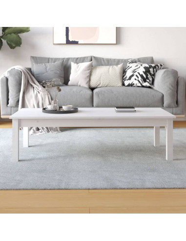Tavolino da Salotto Bianco 110x50x30 cm Legno Massello di Pino