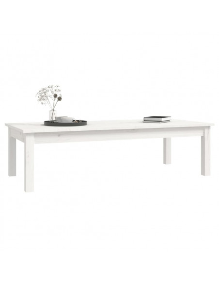 Tavolino da Salotto Bianco 110x50x30 cm Legno Massello di Pino