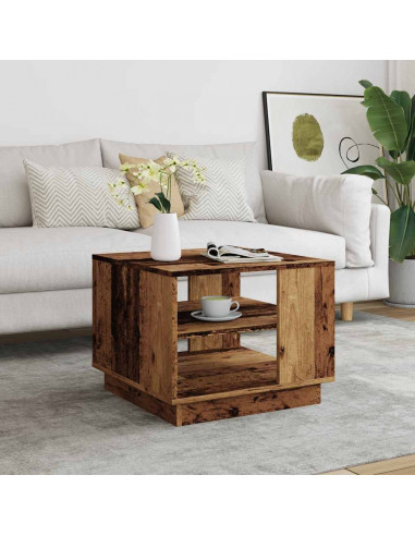 Tavolino da Salotto Legno Antico 55x55x42 cm Legno Multistrato