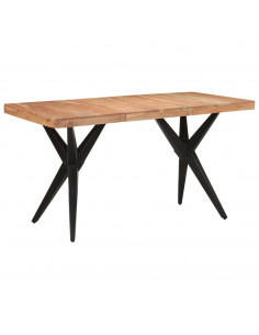 Tavolo da Pranzo Nero 140x70x76 cm in Legno Massello di Acacia
