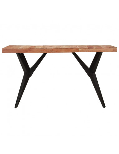 Tavolo da Pranzo Nero 140x70x76 cm in Legno Massello di Acacia