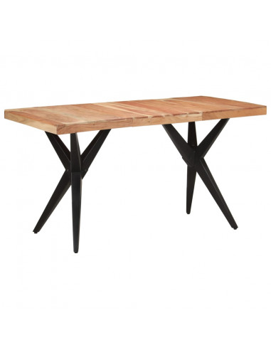 Tavolo da Pranzo Nero 140x70x76 cm in Legno Massello di Acacia