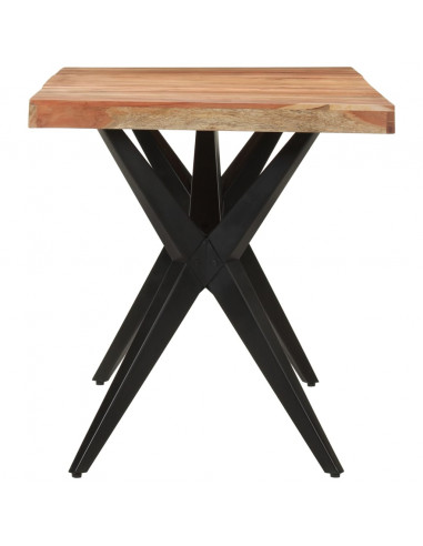 Tavolo da Pranzo Nero 140x70x76 cm in Legno Massello di Acacia