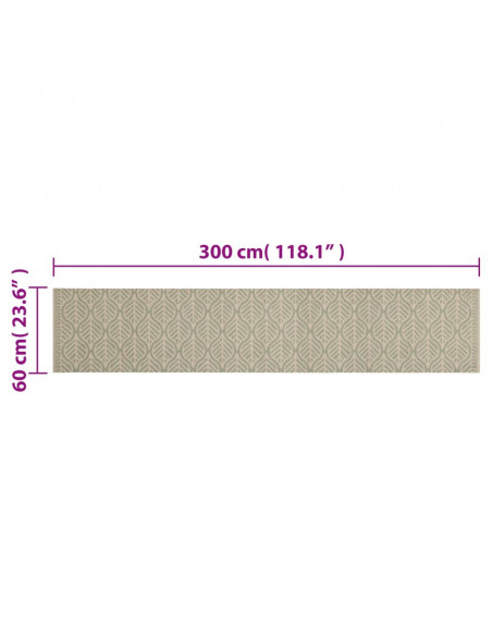 Tappeto da Cucina Lavabile Foglie 60x300 cm in Velluto