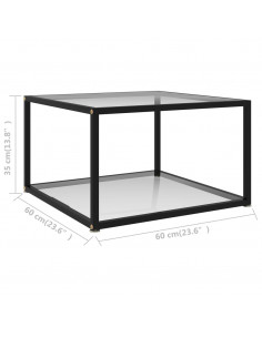 Tavolino da Salotto Trasparente 60x60x35 cm in Vetro Temperato