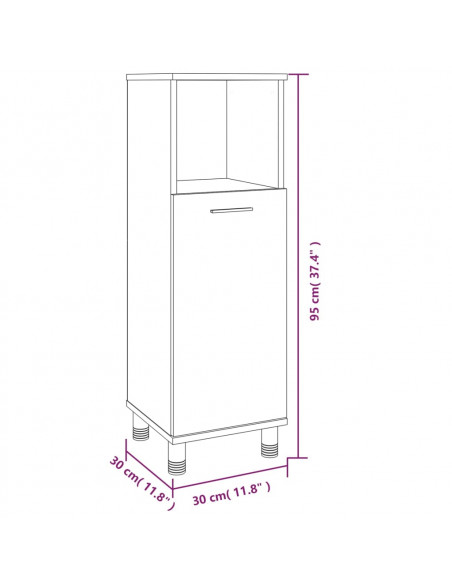Set Mobili da Bagno 3 pz Rovere Fumo in Legno Multistrato