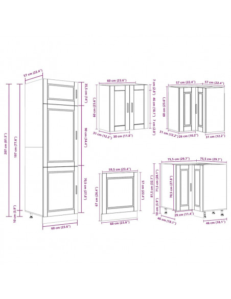 Set Mobili da Cucina 14 pz Porto Neri Legno Multistrato