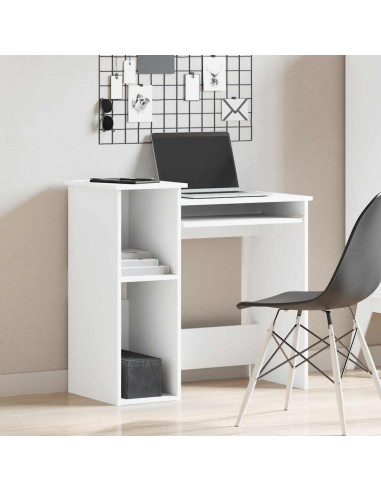 Scrivania con Mensole Bianca 84x40x78 cm in Legno Multistrato