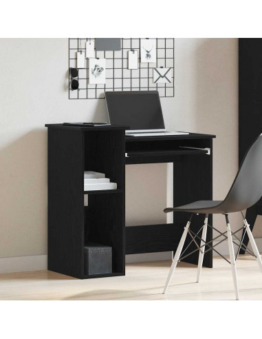 Scrivania con Mensole Nera 84x40x78 cm in Legno Multistrato