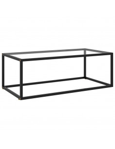 Tavolino da Salotto Nero con Vetro Temperato 100x50x35 cm 2