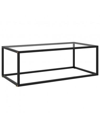 Tavolino da Salotto Nero con Vetro Temperato 100x50x35 cm