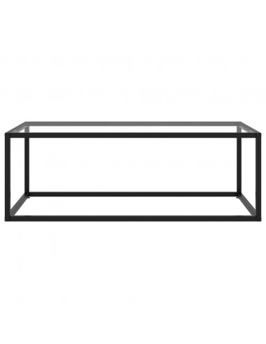 Tavolino da Salotto Nero con Vetro Temperato 100x50x35 cm