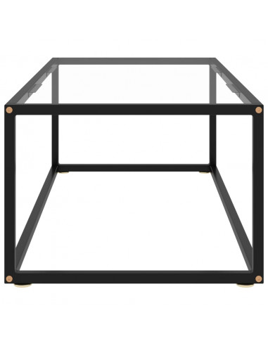 Tavolino da Salotto Nero con Vetro Temperato 100x50x35 cm