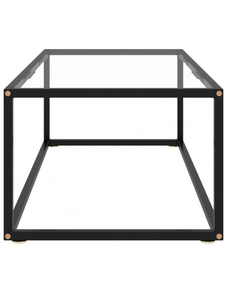 Tavolino da Salotto Nero con Vetro Temperato 100x50x35 cm