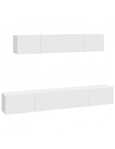 Set di Mobili Porta TV 4 pz Bianco in Legno Multistrato