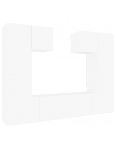 Set di Mobili Porta TV 6 pz Bianco in Legno Multistrato 2