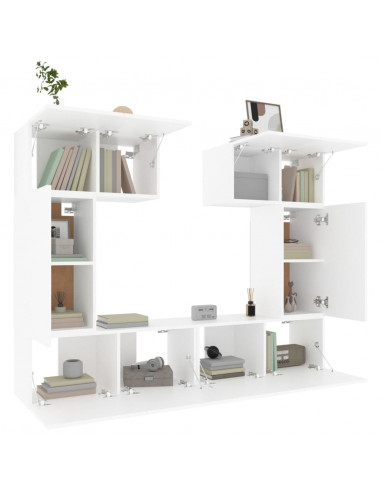 Set di Mobili Porta TV 6 pz Bianco in Legno Multistrato