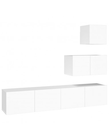 Set di Mobili Porta TV 4 pz Bianco in Legno Multistrato