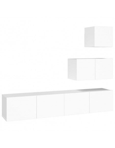 Set di Mobili Porta TV 4 pz Bianco in Legno Multistrato