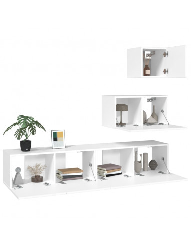 Set di Mobili Porta TV 4 pz Bianco in Legno Multistrato