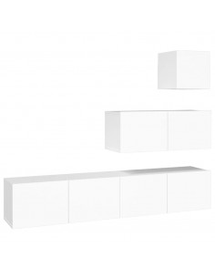 Set di Mobili Porta TV 4 pz Bianco in Legno Multistrato 2
