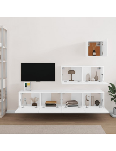 Set di Mobili Porta TV 4 pz Bianco in Legno Multistrato