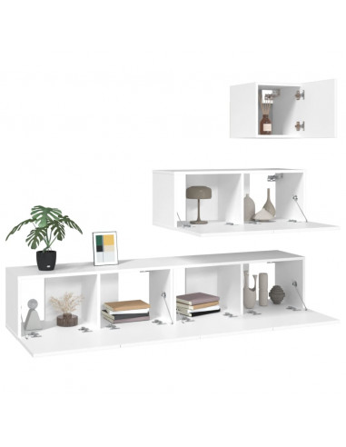 Set di Mobili Porta TV 4 pz Bianco in Legno Multistrato