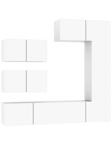 Set di Mobili Porta TV 6 pz Bianco in Legno Multistrato