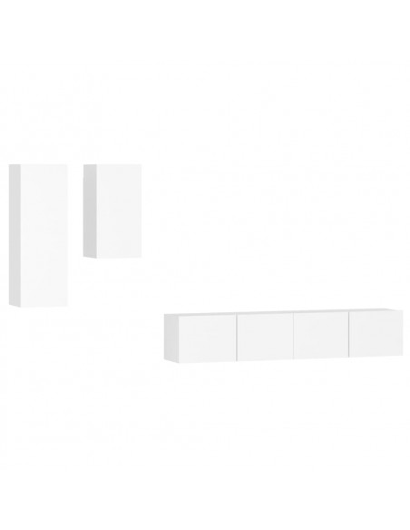 Set di Mobili Porta TV 4 pz Bianco in Legno Multistrato