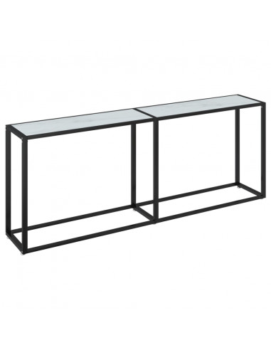 Tavolo Consolle Marmo Bianco 180x35x75,5 cm in Vetro Temperato