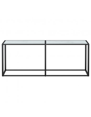 Tavolo Consolle Marmo Bianco 180x35x75,5 cm in Vetro Temperato