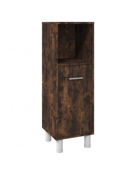 Set Mobili da Bagno 3 pz Rovere Fumo in Legno Multistrato