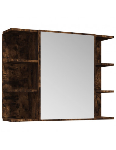 Set Mobili da Bagno 4 pz Rovere Fumo in Legno Multistrato