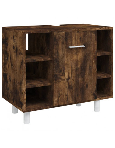 Set Mobili da Bagno 4 pz Rovere Fumo in Legno Multistrato