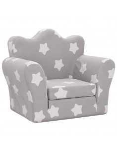 Divano Letto Bambini Grigio Chiaro con Stelle Morbido Peluche