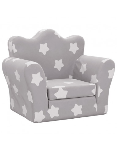 Divano Letto Bambini Grigio Chiaro con Stelle Morbido Peluche