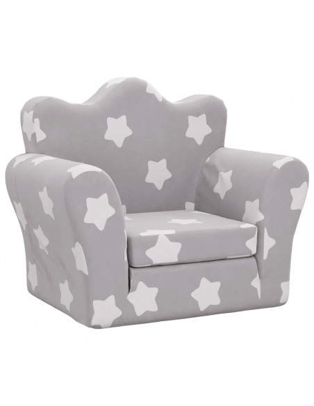 Divano Letto Bambini Grigio Chiaro con Stelle Morbido Peluche