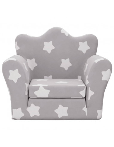 Divano Letto Bambini Grigio Chiaro con Stelle Morbido Peluche
